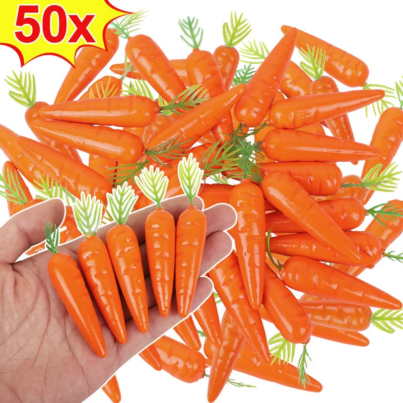 Easter Decoration Simulation Mini Carrot Artificial Foam Vegetable Carrots Easter Party Home Decor Ornaments Kids Gift DIY Craft