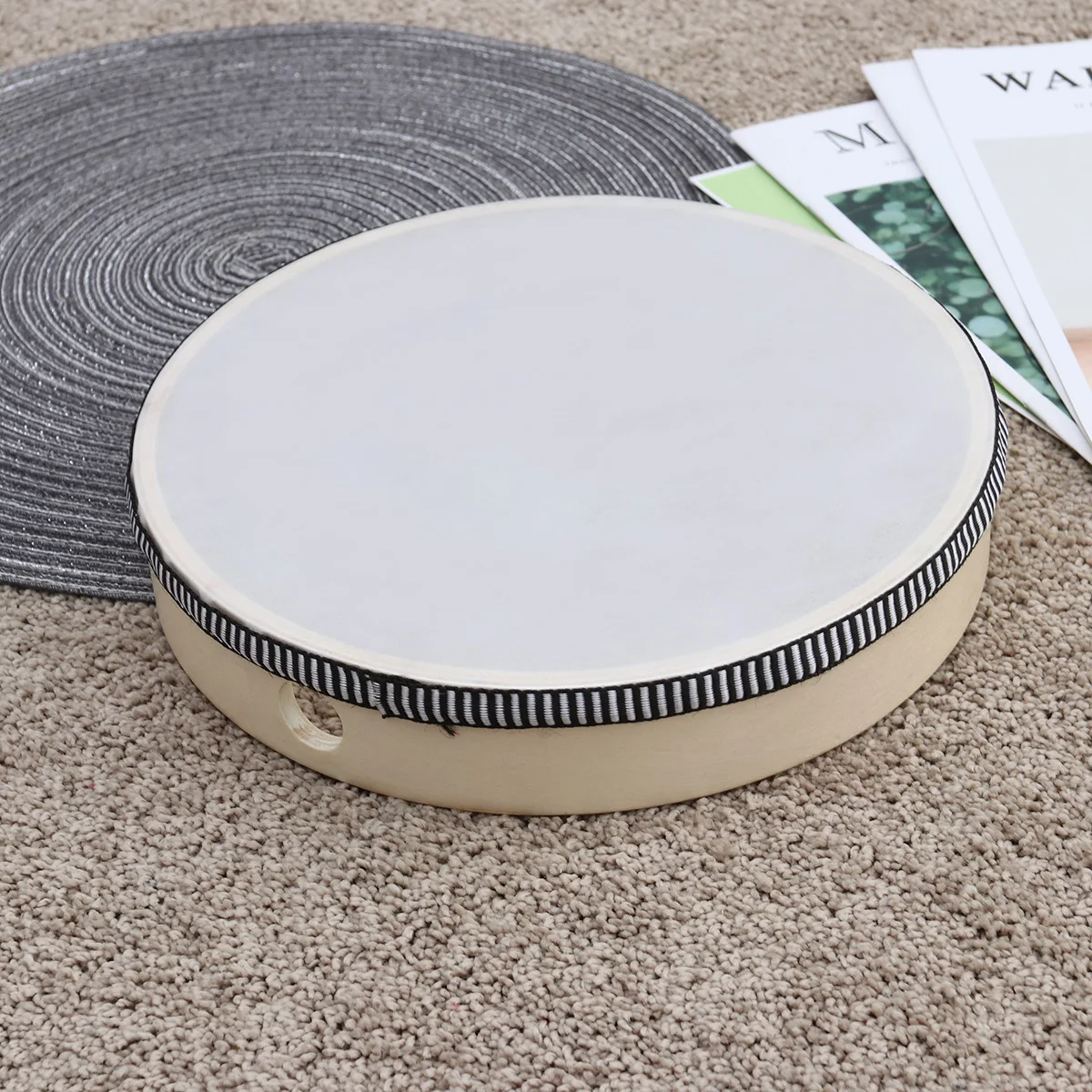 طبلة يدوية خشبية كبيرة الحجم للأطفال أداة الدف للتعليم المبكر تشغيل الموسيقى تطوير براعة السمع أورف قرع #3