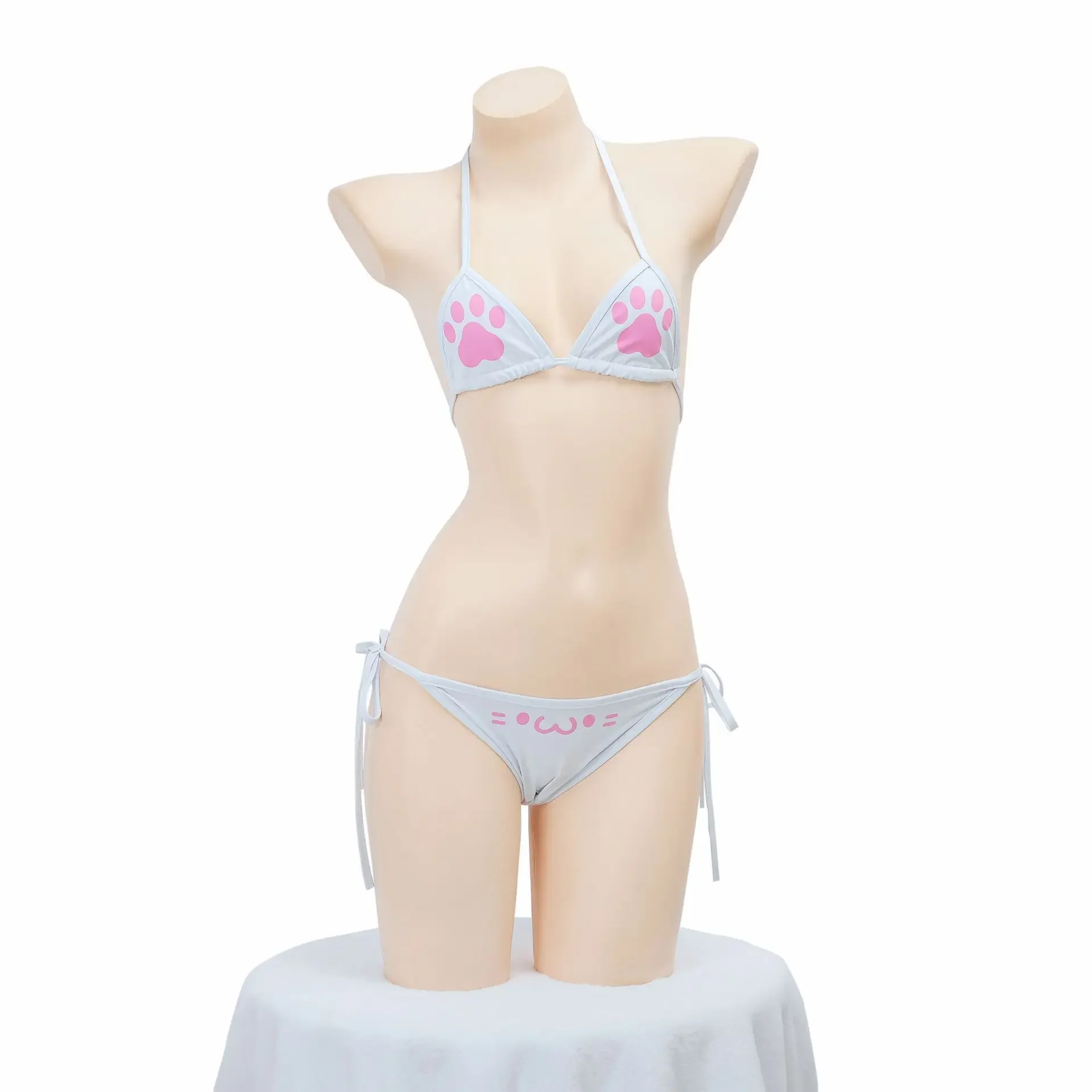 Anime Katze Pfote Bikini Set Katze Mädchen Cosplay Kostüm Verband Backless Badeanzug Nette Mädchen Unterwäsche Rolle Spielen Dessous Frauen Outfits