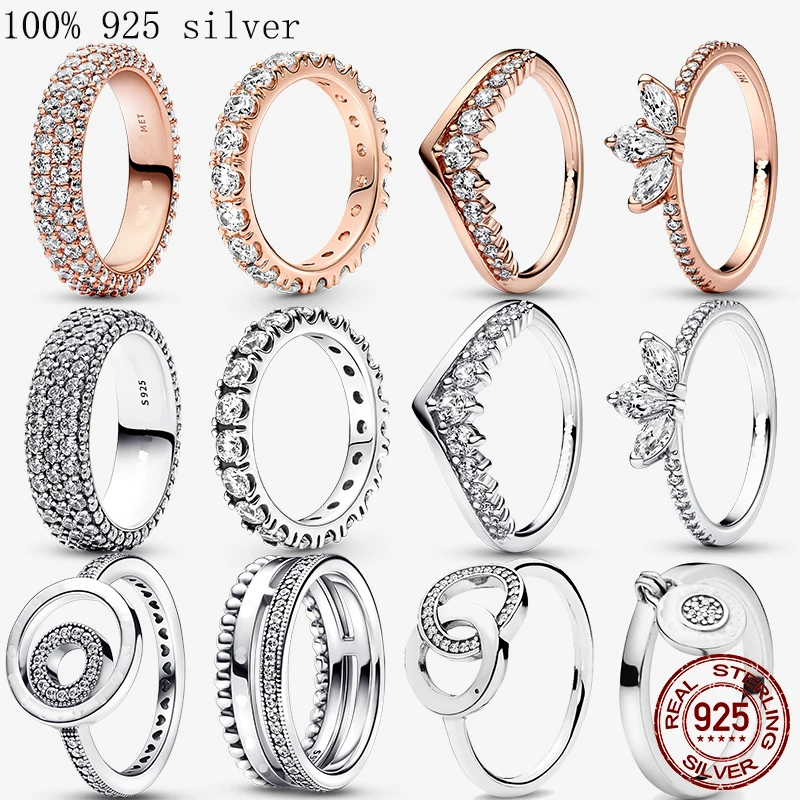 Ring Silver 925 Hot Sale Stackable infinite Heart Daisy Flower Ring For Women Original Silver 925 Rings Brand Jewelry Gift