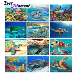 Ever Moment Diamond Painting Art Kit Animal Turtle Underwater Sea Cross Stitch Full Square Diamond Mosaic Accessories S2F2772
