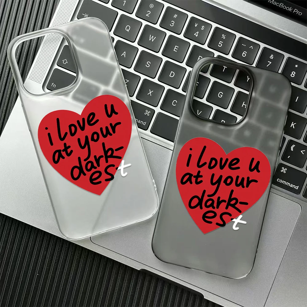 

Romantic Red Heart Quote Phone Case For iPhone 17 16 15 14 Plus 13 12 11 Pro Max 17 Air Minimalist Romantic Frosted Cover