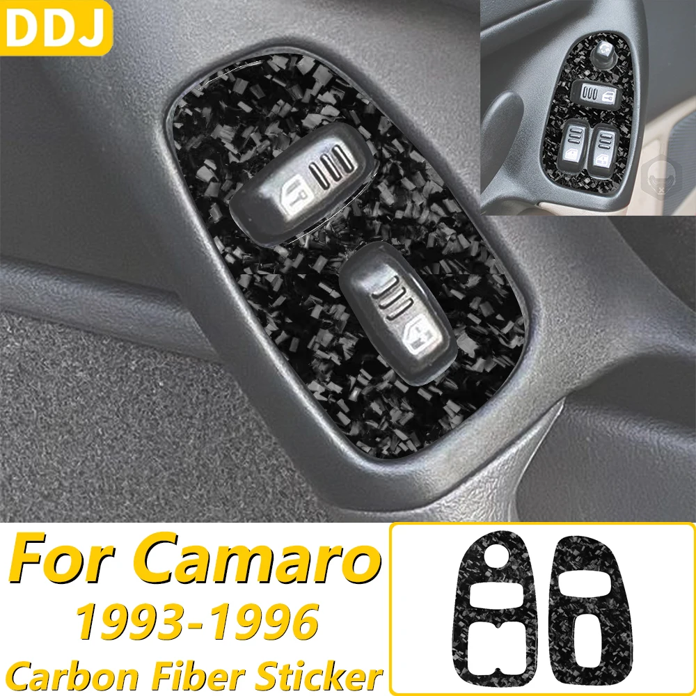 For Chevrolet Camaro 1993-1996 Forged Carbon Fiber Window Lift Switch Button Control Panel Cover Trim Car Accessories Sticker