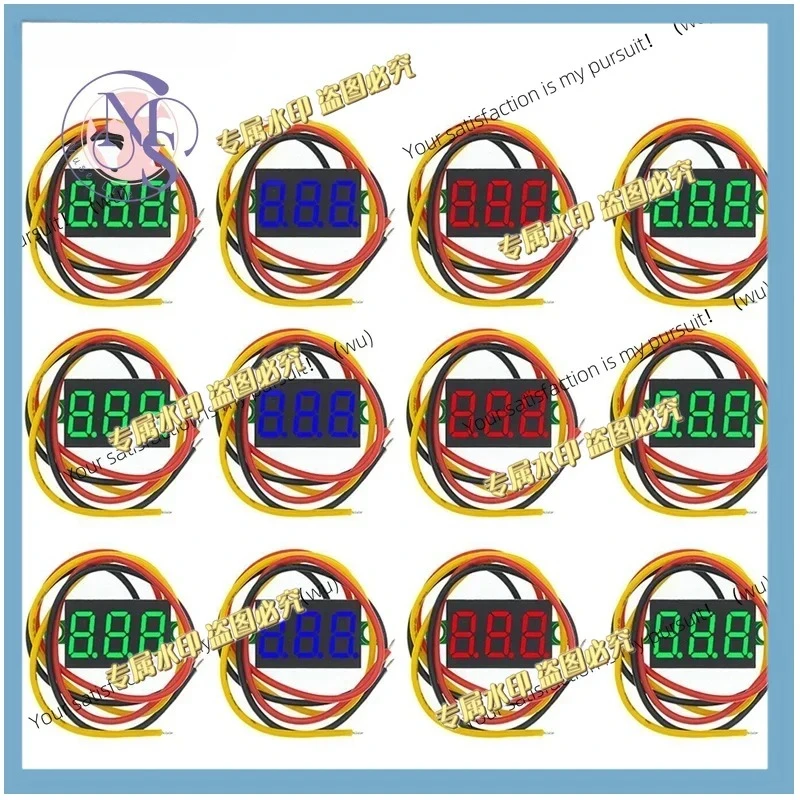 10pcs 0.28 inch DC LED digital voltmeter 0-100V car mobile phone power supply voltage tester 12V