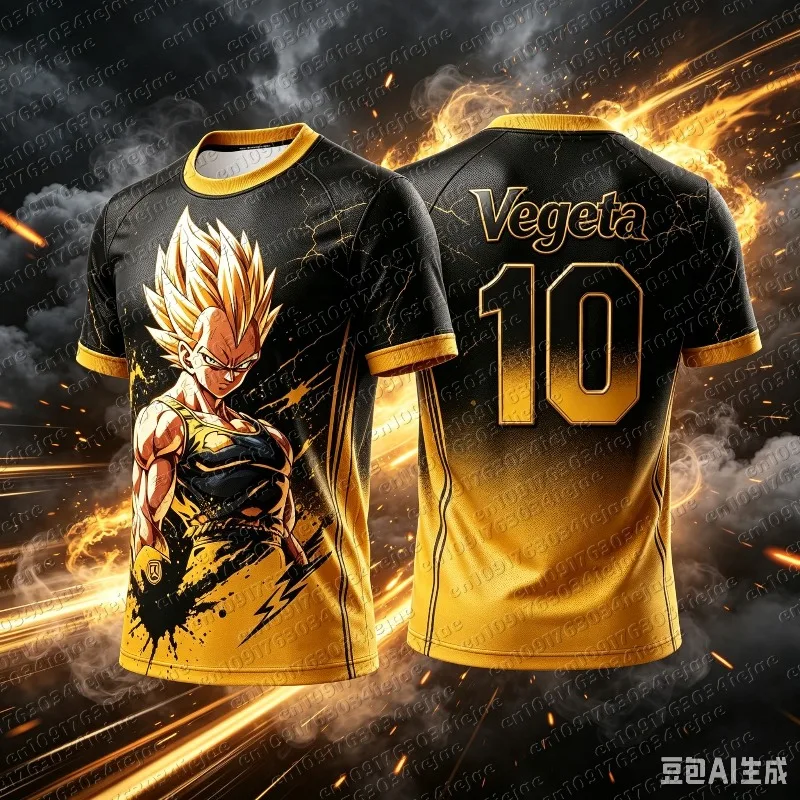 Dragon Ball Vegeta Super Saiyan Jersey T-shirt 3D Print Anime Tee Sportswear Men Women Fans Streetwear Family Matching Outfits