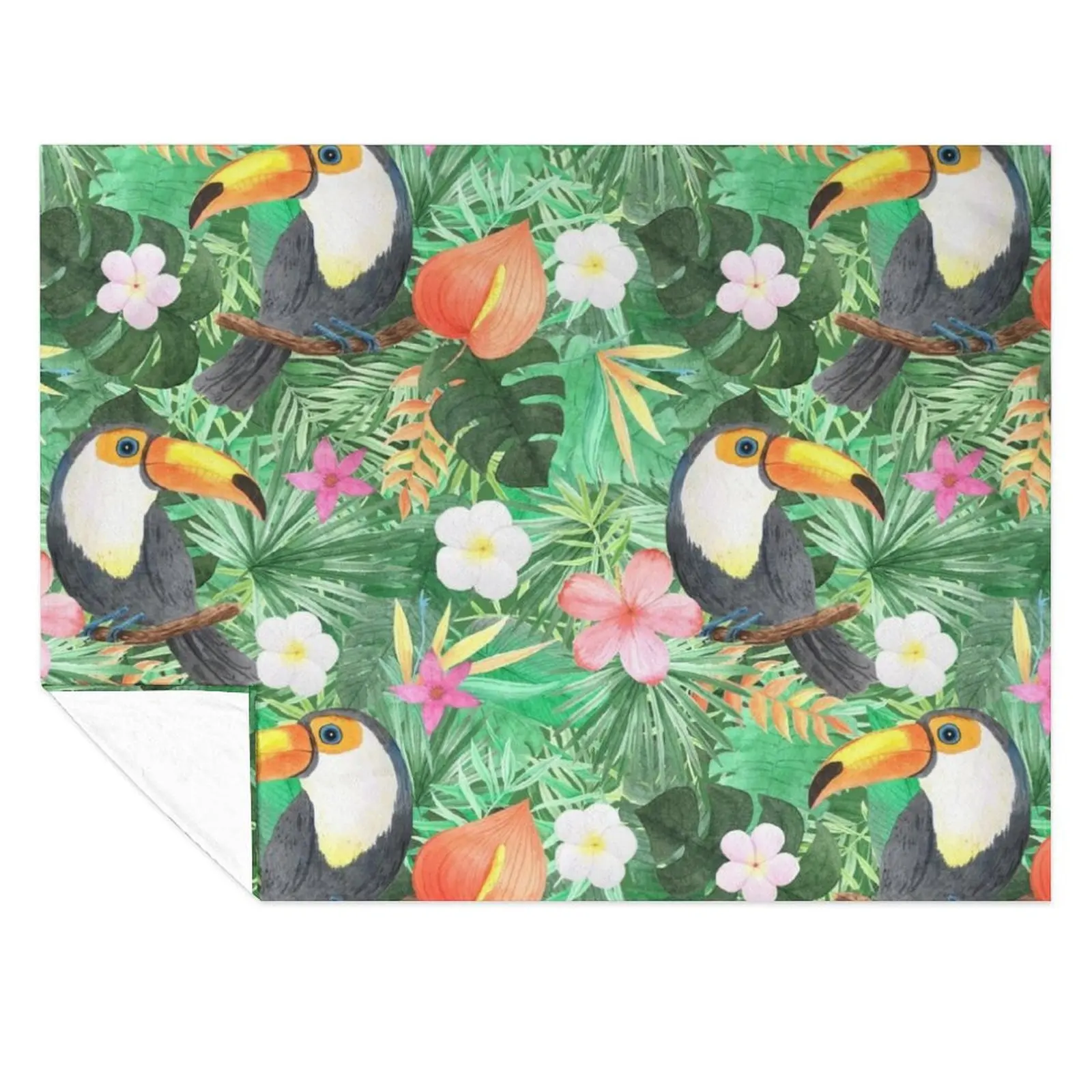 

Tropical tucan pattern Throw Blanket Cute Soft Plush Plaid Camping Blankets