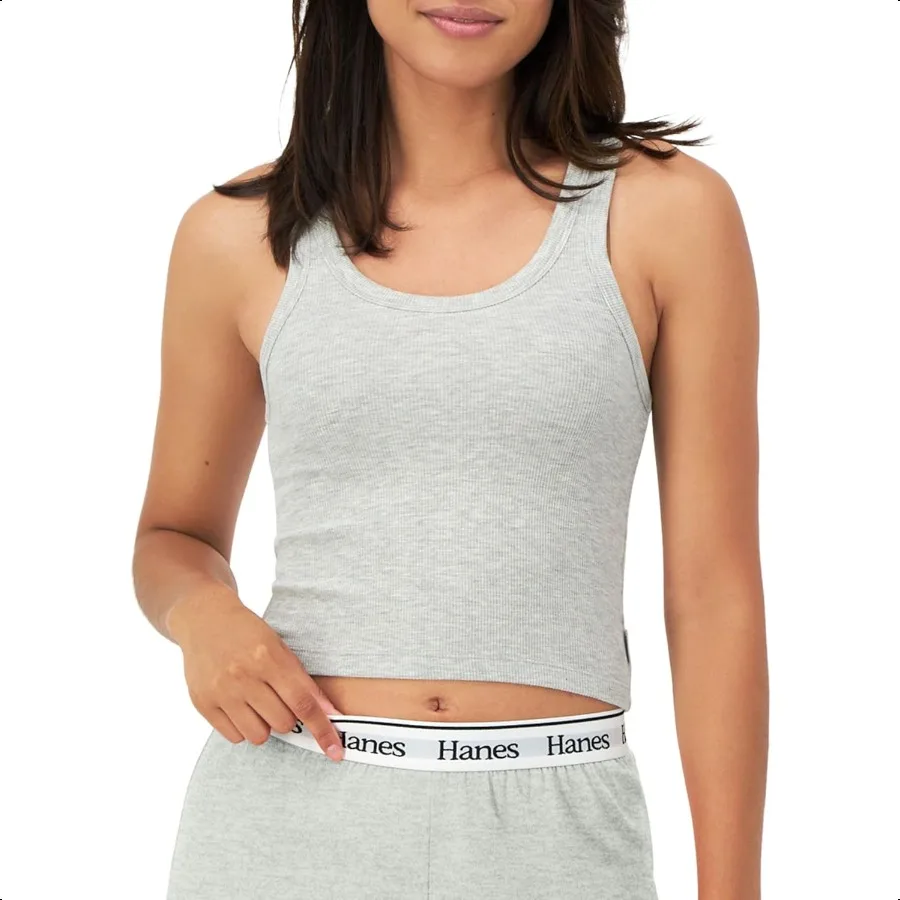 Damski Top Krótki Rib Tank 2Pack Comfywear Stretch Cotton