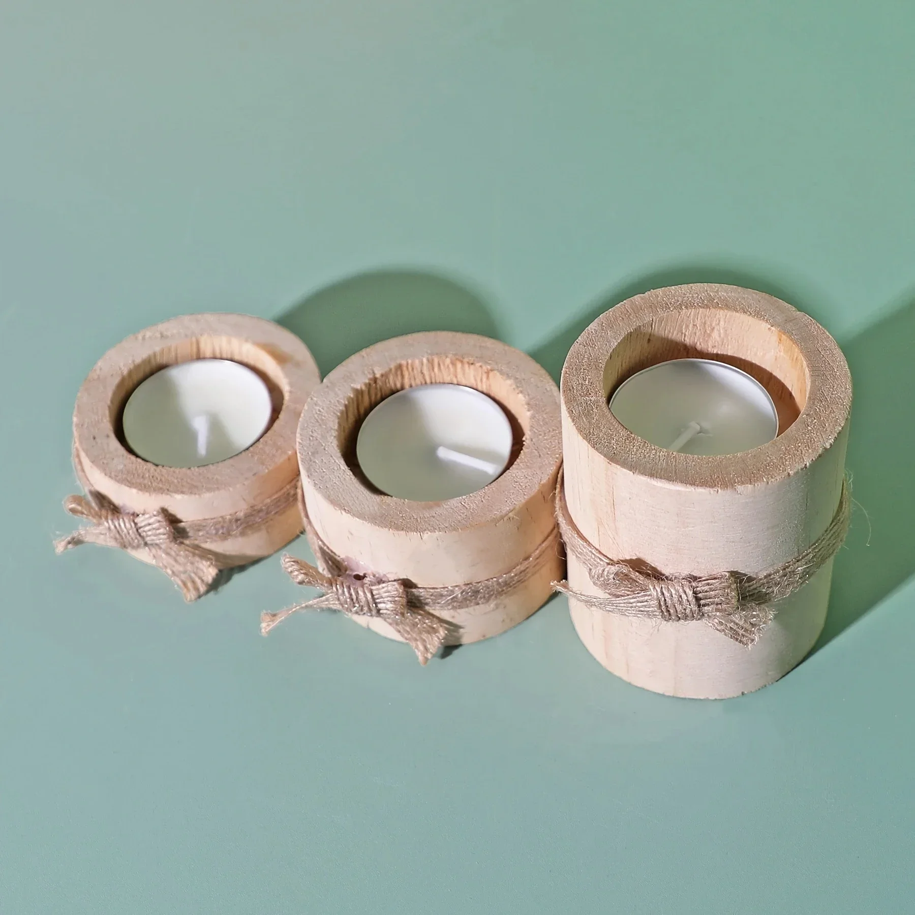 1pc/3pcs-Wooden candle holders, candlelight dinner props, wedding anniversary Valentine\'s Day decorations