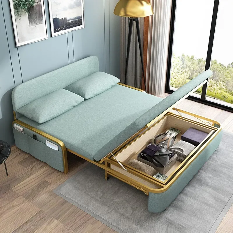 Light luxury sofa bed dual-purpose multi-functional telescopic small apartment living room storage technology cloth folding sofa