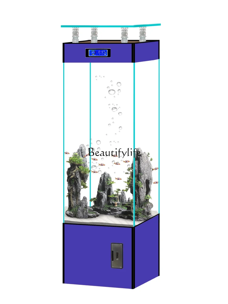 

12Super White Glass Rectangular Floor Aquarium Living Room Small and Medium-Sized Household