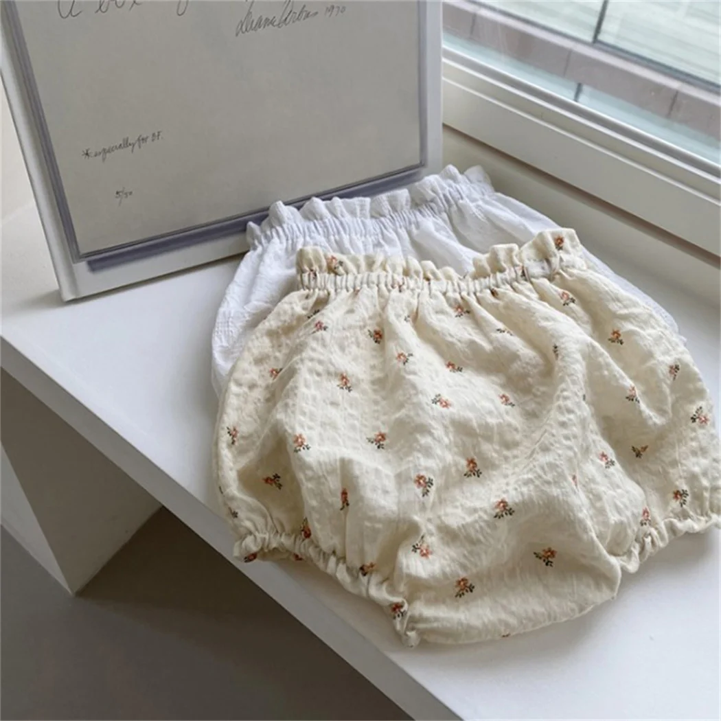 Summer Korean Toddler Girls Floral Bloomers Cotton Linen Shorts Newborn Baby Boys Girls Short Trousers Pp Pants Diaper Covers