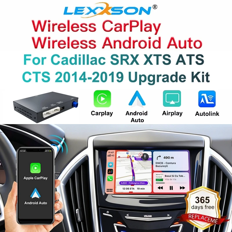 Módulo inalámbrico LEXXSON Carplay Android Auto para Cadillac SRX XTS ATS CTS, adaptador Car Play para pantalla de 8 pulgadas