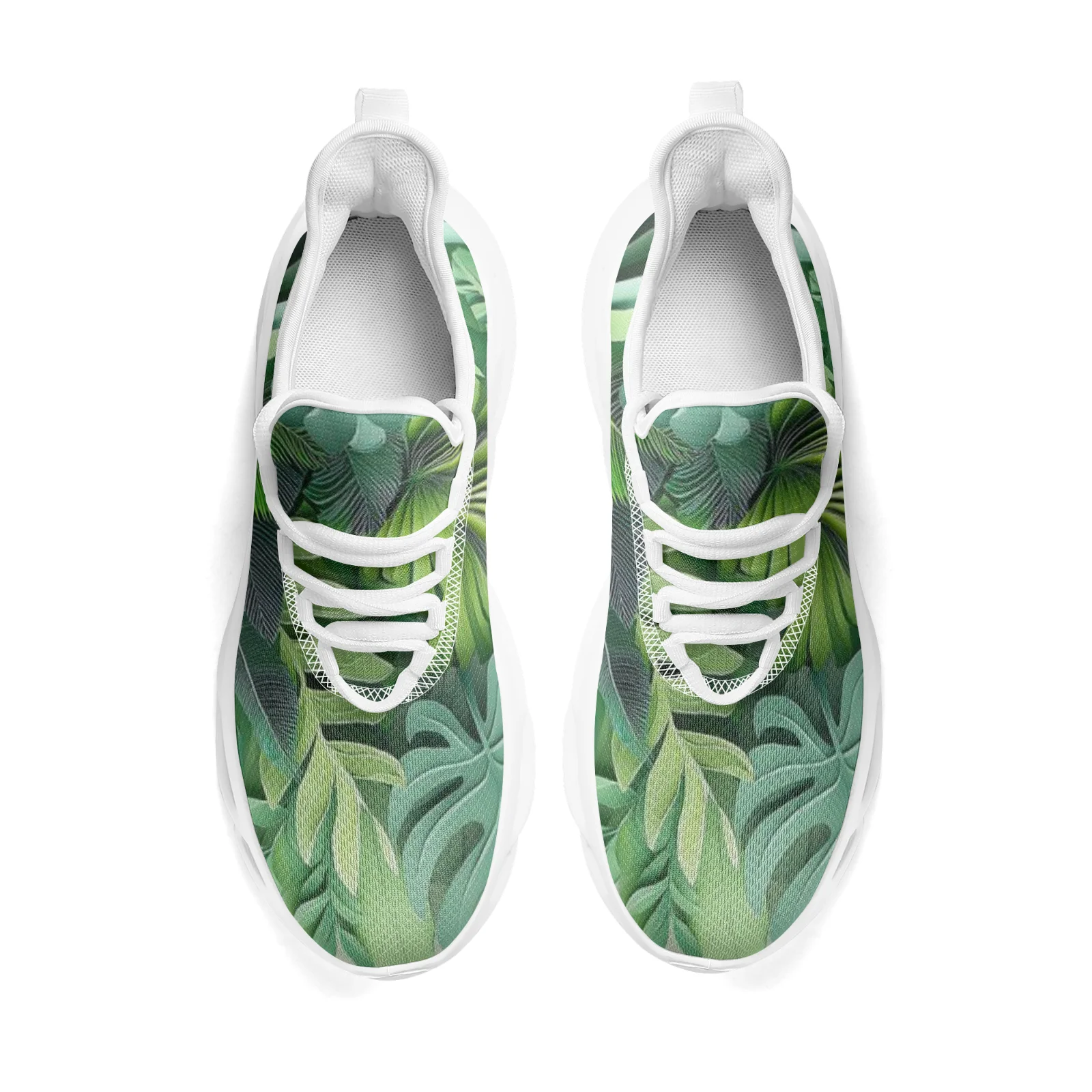 Zapatillas de deporte informales con estampado de plantas verdes para mujer, zapatos ligeros para caminar y correr para chicas adolescentes, zapatos con cordones de malla EUR36-48