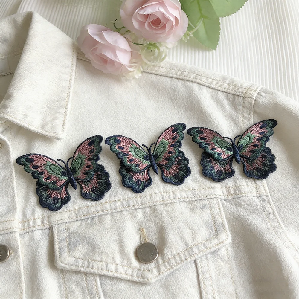 3Pcs Butterfly Embroidery Patches Sew On Clothing DIY Appliques For Jackets Decoration Parch Ropa