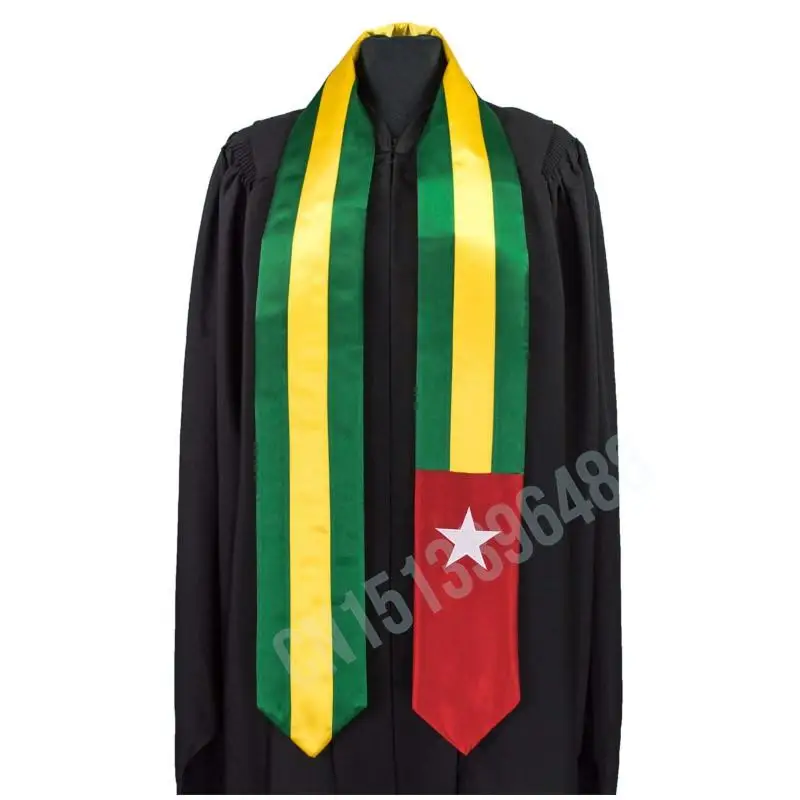 Togo Flag Scarf Top Print Graduation Sash Stole International Study Abroad Adult Unisex Party Accessory