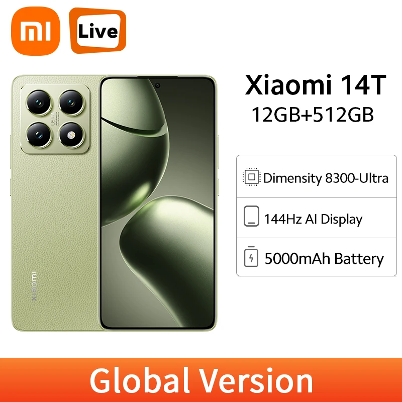 Xiaomi 14T Global Version MediaTek Dimensity 8300-Ultra 50MP Leica Main Camera 5000mAh 67W HyperCharge 5G NFC 144Hz Smartphone