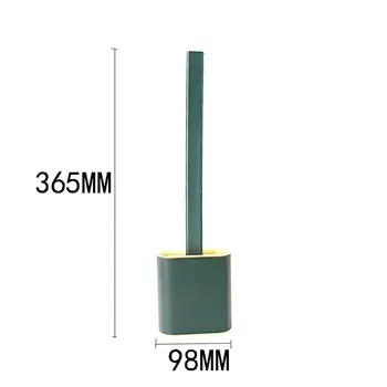WC kartáč, vodotěsný, se základnou, silikonový WC kartáč s plochou hlavou, flexibilní měkké štětiny s rychleschnoucím držákem 8 nejlepší prodej silikonové toaletní kartáče - №3