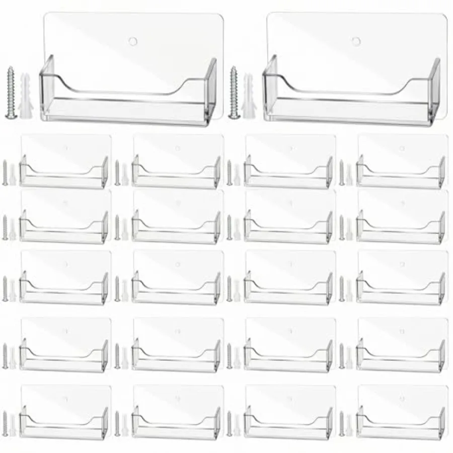 

Business Card Holder Wall Mount Clear Acrylic Desk Visiting Card Holder Display Plastic Stand Door Desktop Organizer for Office