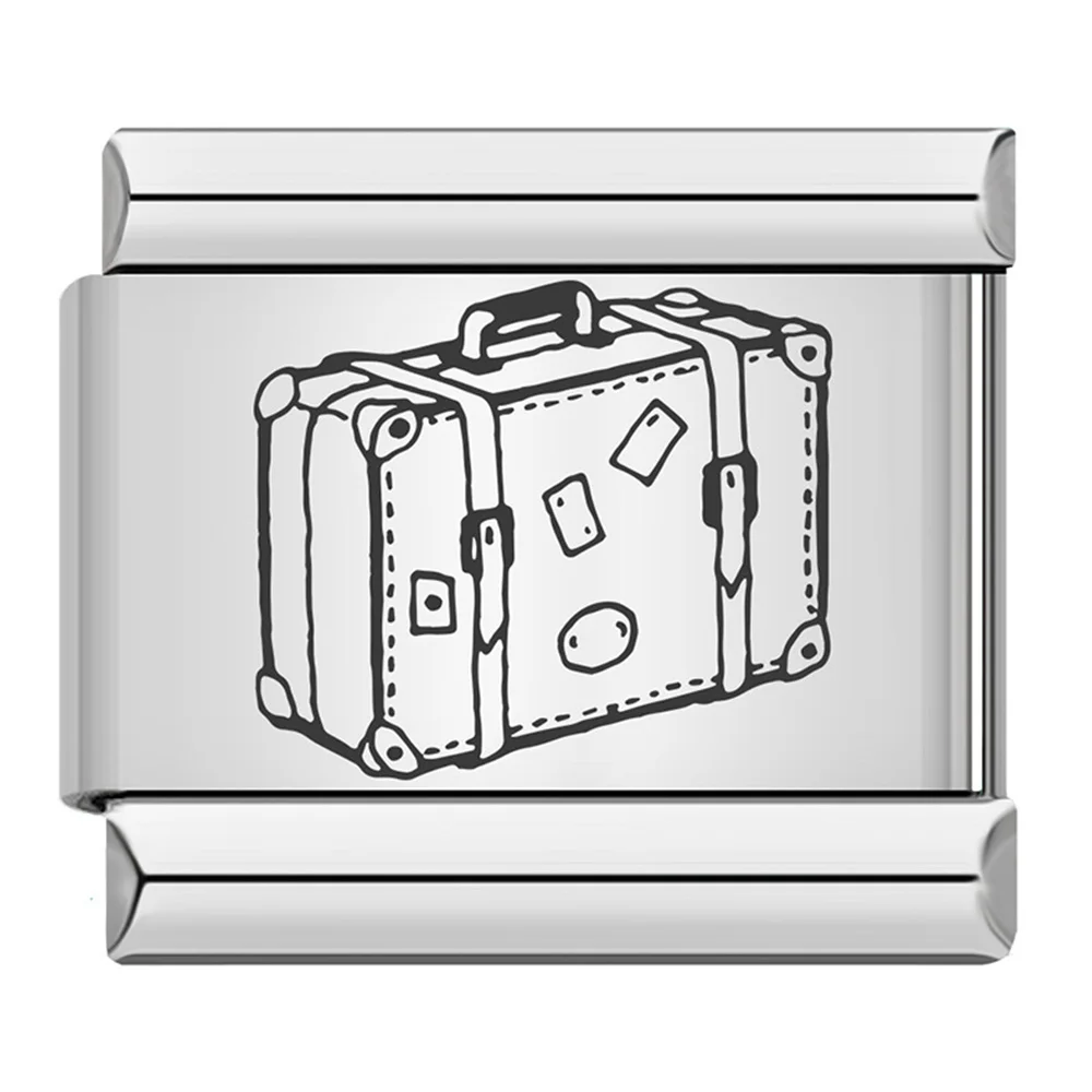 Design-Fundament-Charm Laser-Hut-Geldbörse Reisekoffer-Tasche Kamera Edelstahl Italienische Verbindung Passend für 9mm Schmuckherstellung DIY – Detail 3