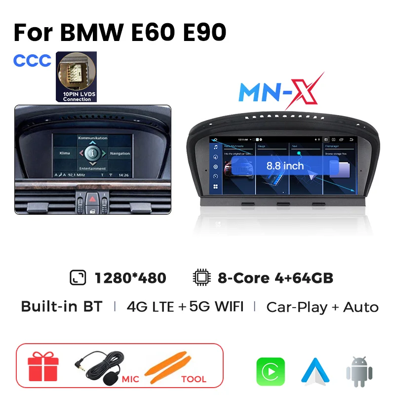 MEKEDE Android 14 Auto Multimedia Speler Voor BMW 3 Serie E60 E61 E63 E64 5 Serie E90 E91 E92 E93 CCC CIC DSP Carplay Auto Radio