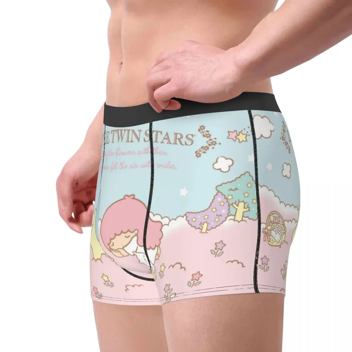 Calzoncillos Bóxer personalizados para hombre, ropa interior de dibujos animados, bragas transpirables, Little Twin Stars, Sanrio Kiki Lala