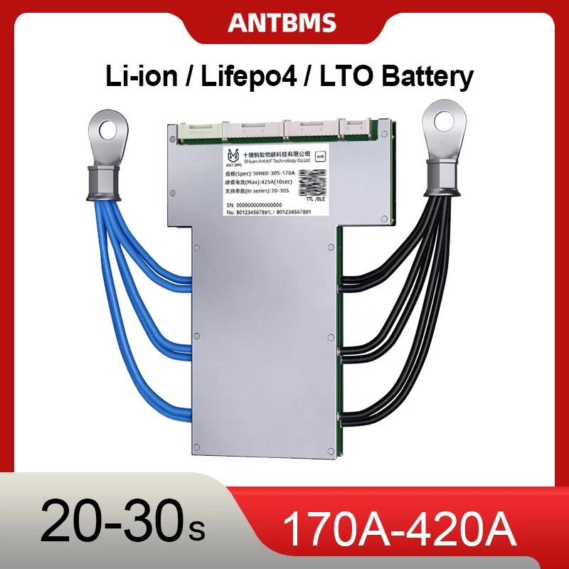 

Smart ANT BMS BT App Monitor & Control.20-30S BMS with Active Balance for Golf Cart Home Battery Backu High Current 400A 420A