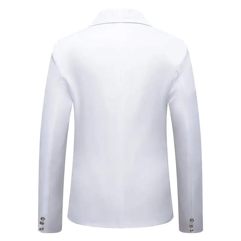 Men Unique Design Spliced Suit Double Breasted Loose Jacket, Suitable for Wedding, Dance, Party , Stage Performances, Dress Wear