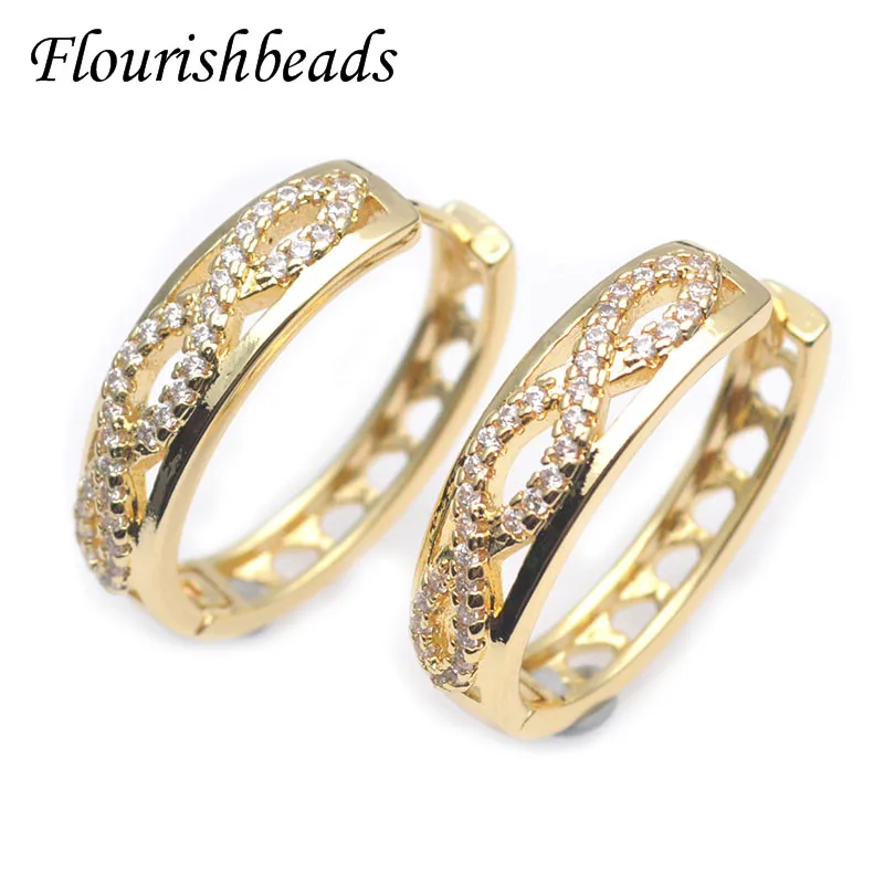 

Real Gold Plating CZ Beads Paved Nickel Free Circle Earring Hooks Clasp Shvenzy Ear Wire for Women Jewelry Making Accessories