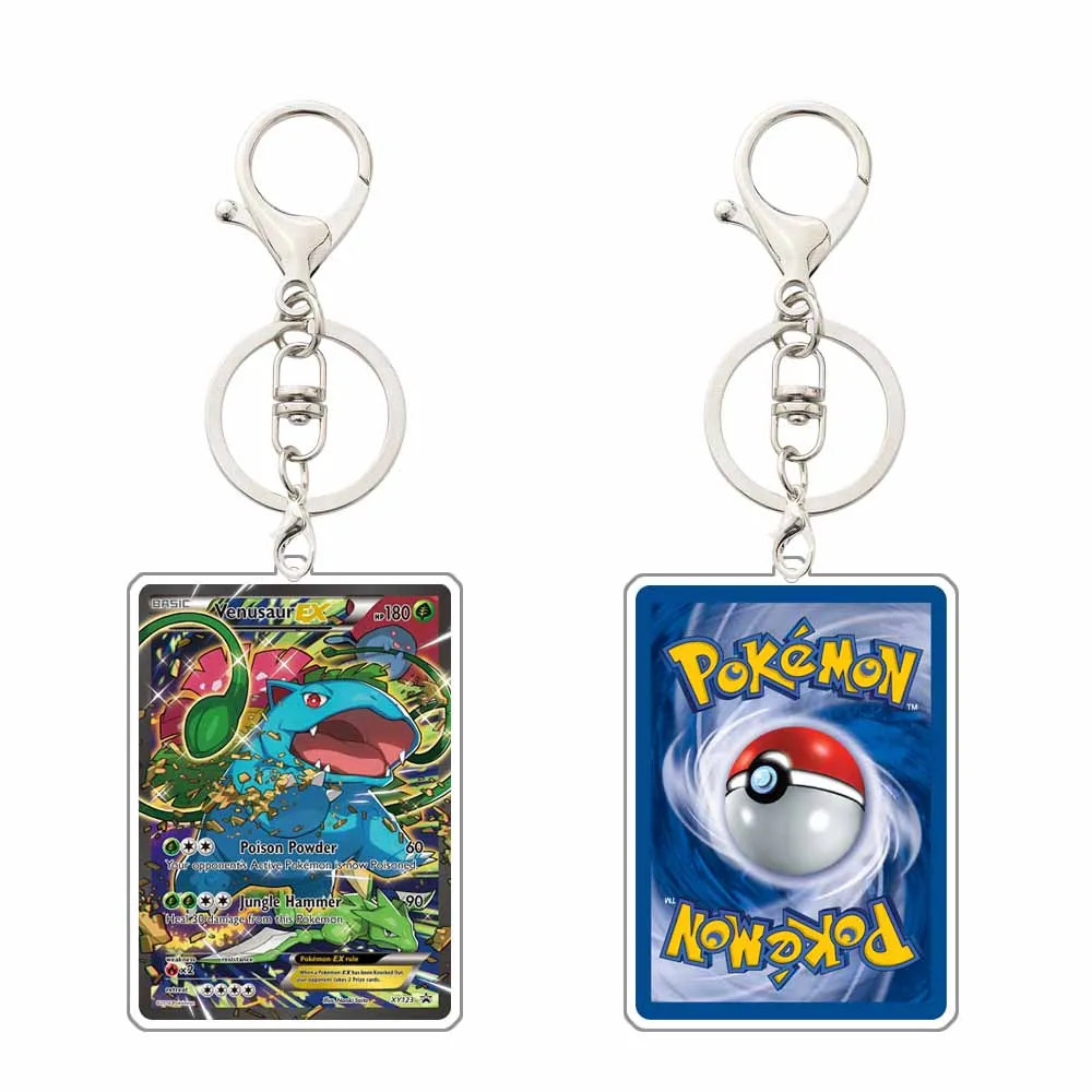 Anime Pokemon Game Card Acrylic Keychain Charizard Venusaur Flareon Sylveon Gardevoir Espeon Umbreon Mewtwo Key Chain Pendant