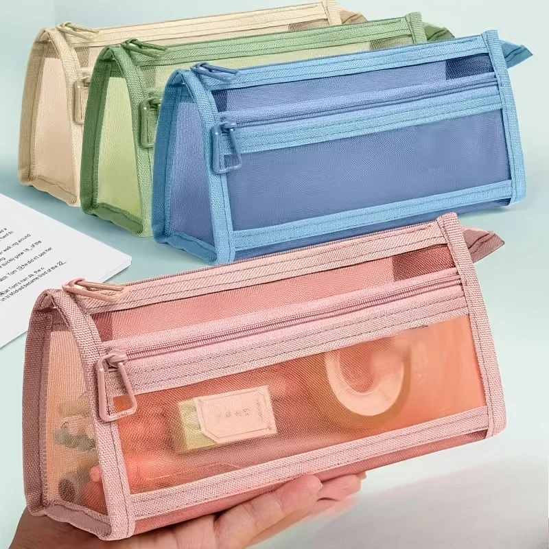 Trousse à crayons transparente à fermeture éclair pour examens, enseignants, rangement facile des stylos, pochette multi-usage pour ranger les cosmétiques et articles de toilette pour étudiants et adultes