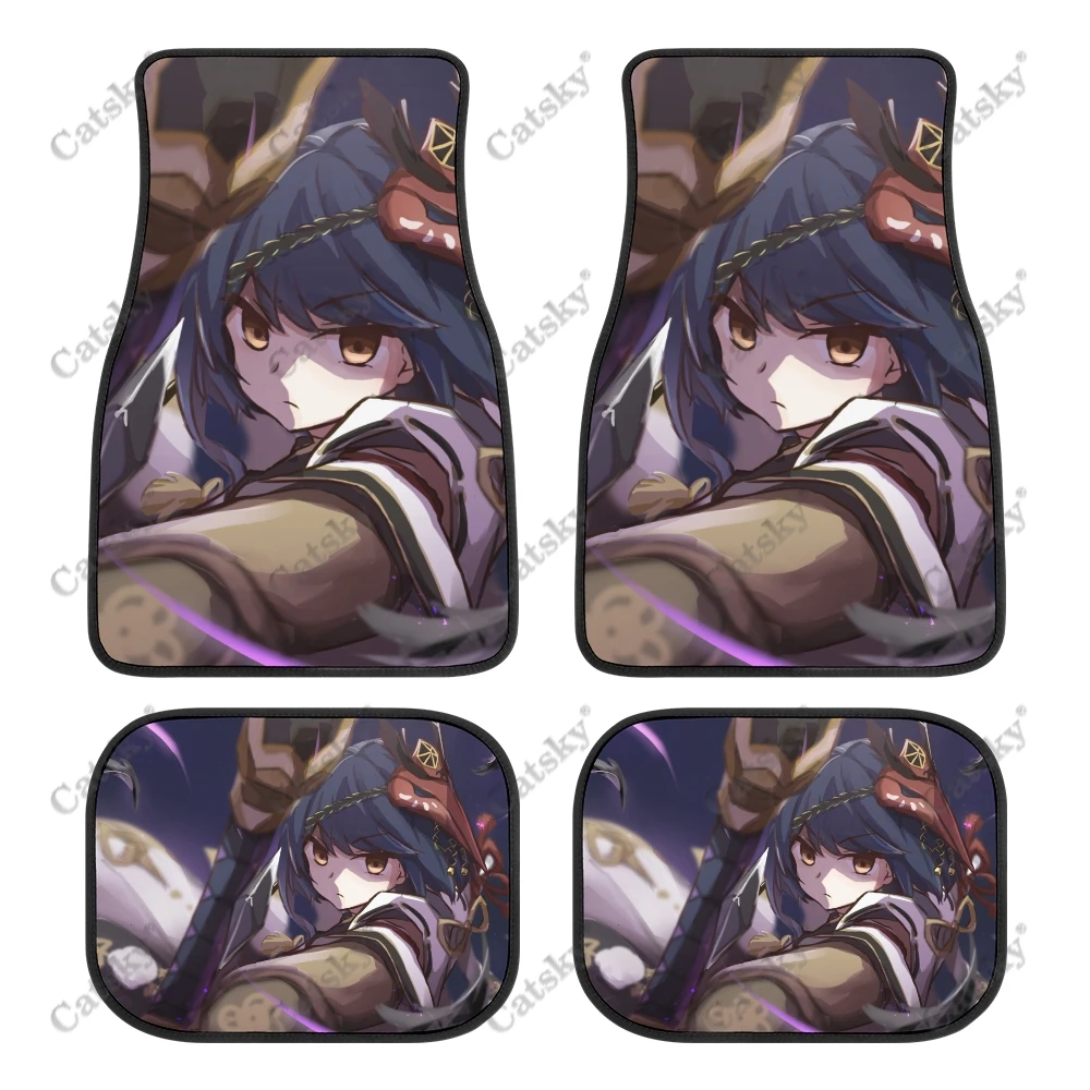 Kujou Sara Genshin Impact anime Car Mats Universal Drive Seat Carpet Vehicle Interior Protector Mats Designs All-Weather Mats