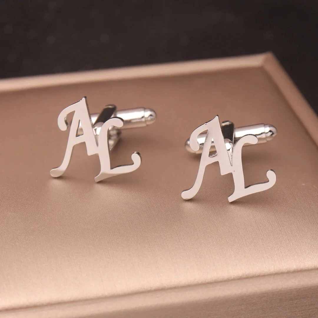 Custom Name Cufflinks Stainless Steel Mens Wedding Shirt Buttons Personalized Letter Jewelry Groom Best Man Anniversary Gifts