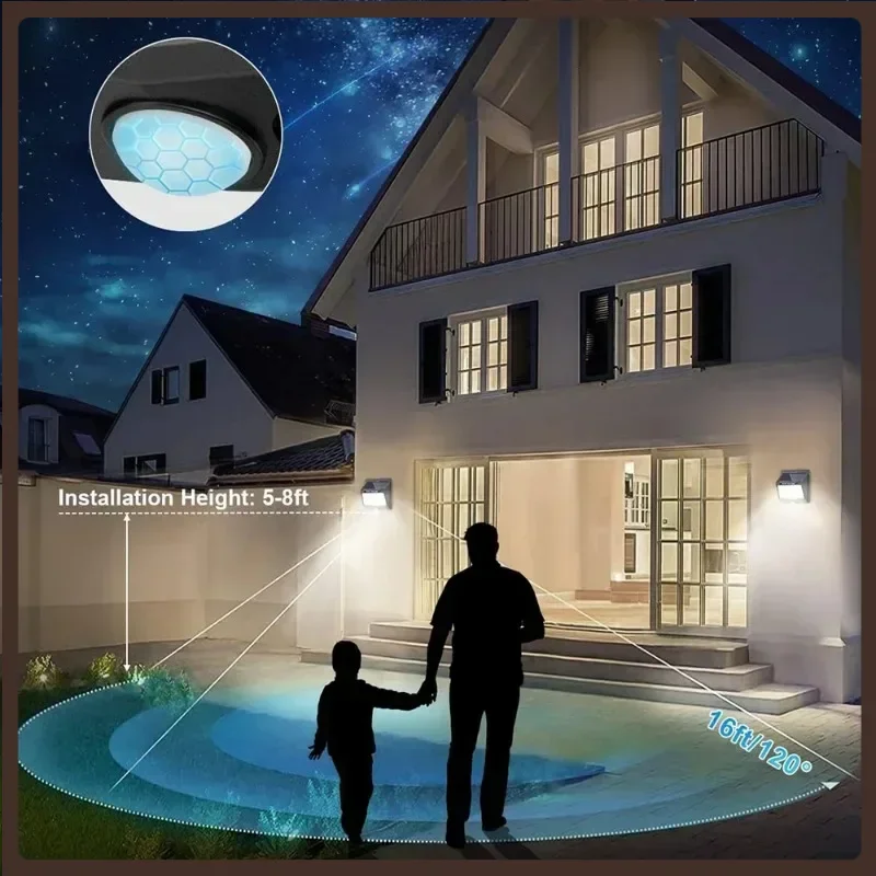 118LED Solar Light PIR Motion Sensor Wall Light Outdoor Solar Lamp Waterproof Solar Powered Sunlight Street Lamp Garden Decor