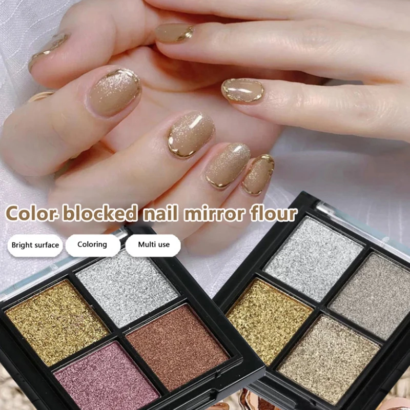 

4 Colors Aurora Solid Mirror Shiny Nail Glitter Nails UV Gel Polish Pigment Nail Art Decorations Accessories