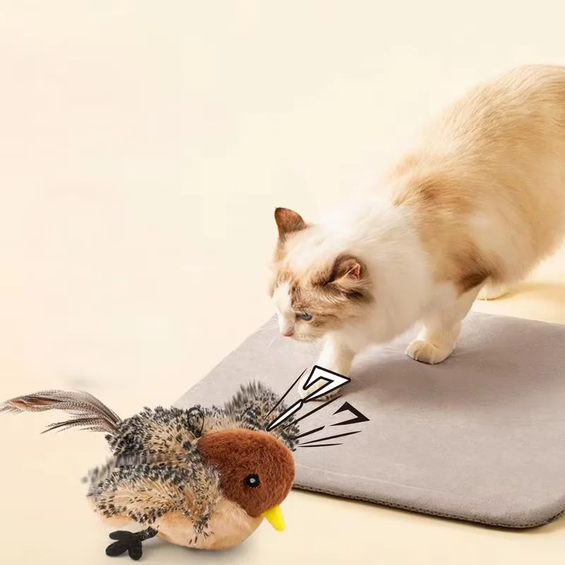 Jouet Oiseau en Peluche Rechargeable par USB pour Chat, Télécommande Nteractive, Ailes à Rabat, html