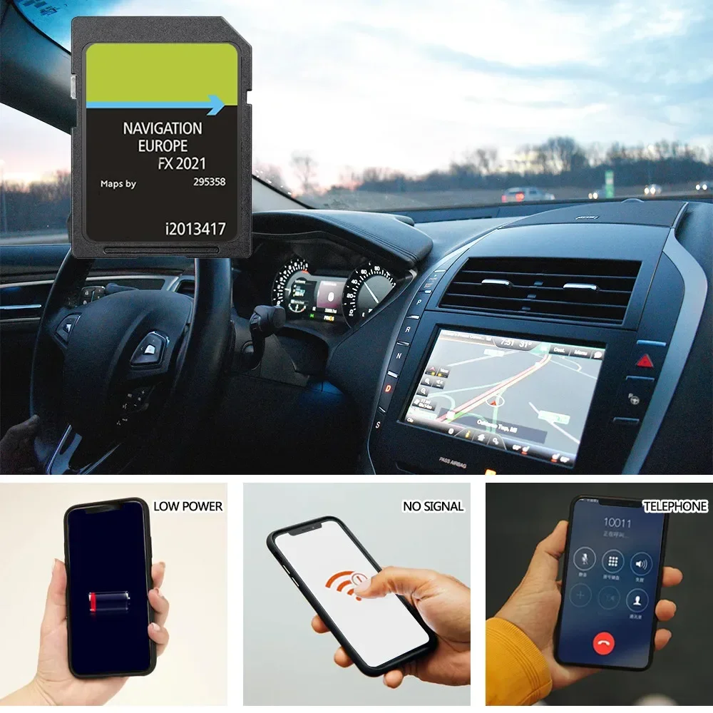 FX 2021 Digunakan untuk Ford Kuga 04/2008 -10/2010 Jerman Perancis Finlandia Navigasi Peta Kartu SD 8GB