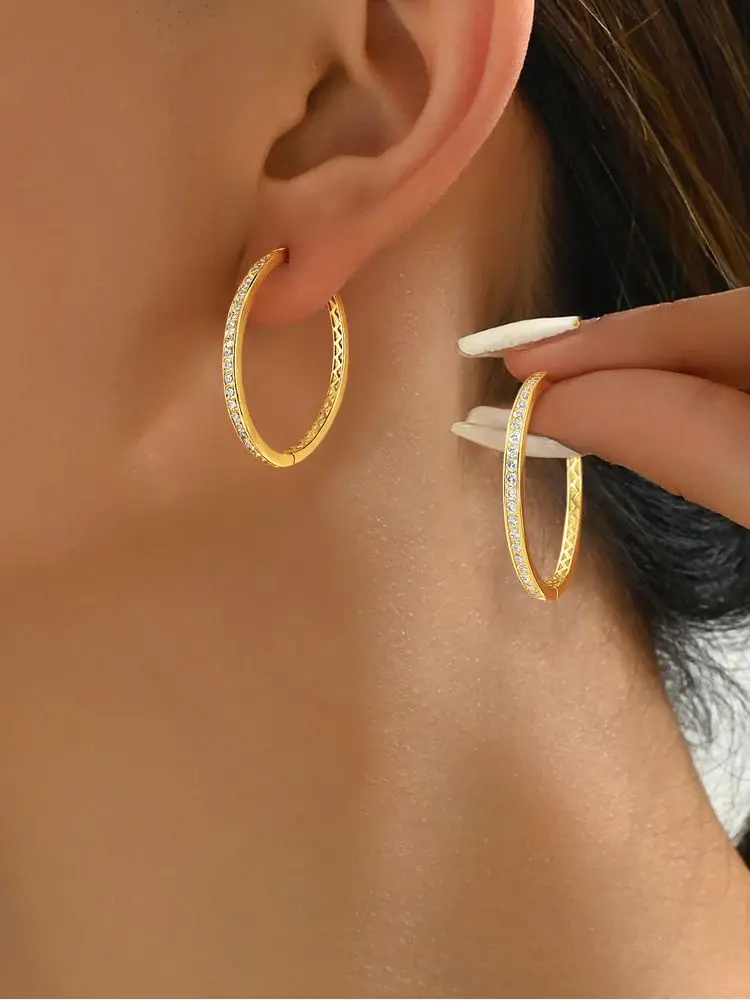 925 sterling zilver mode prachtige volledige zirkoon hoepel oorbel voor vrouwen verloving bruiloft luxe hoge kwaliteit fijne sieraden