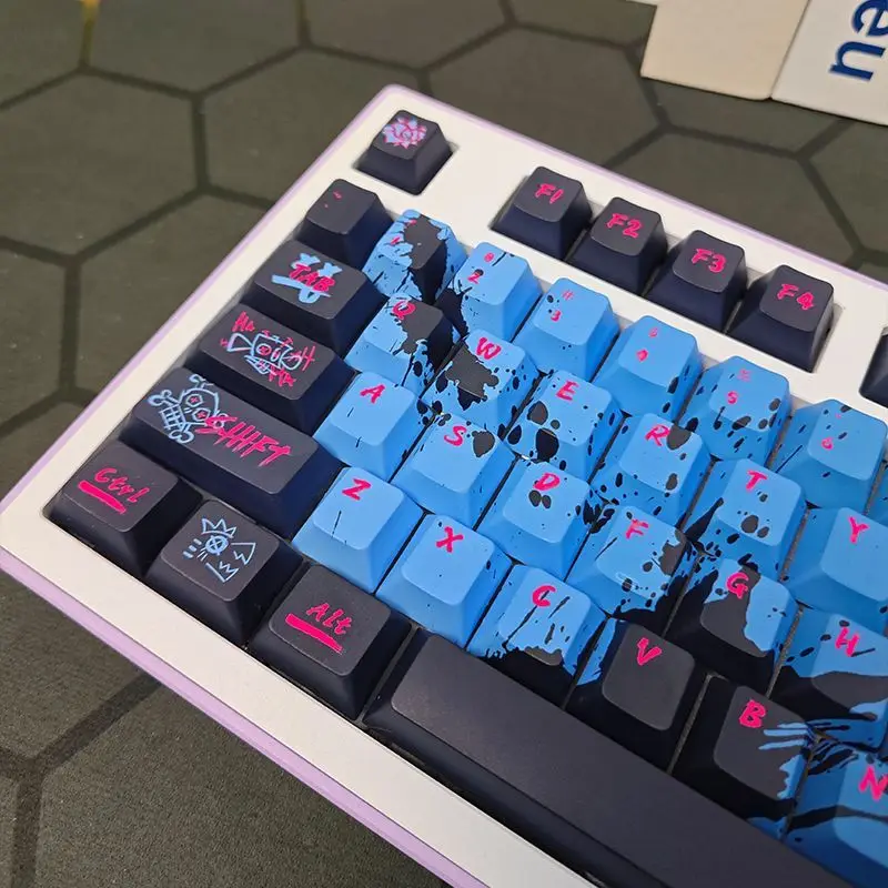 130 Tombol Arcane Jinx Keyboard Keycap Warna BPT Asli Tinggi Kunci Hot Swap Keyboard Mekanis Anime Keycaps Aksesoris