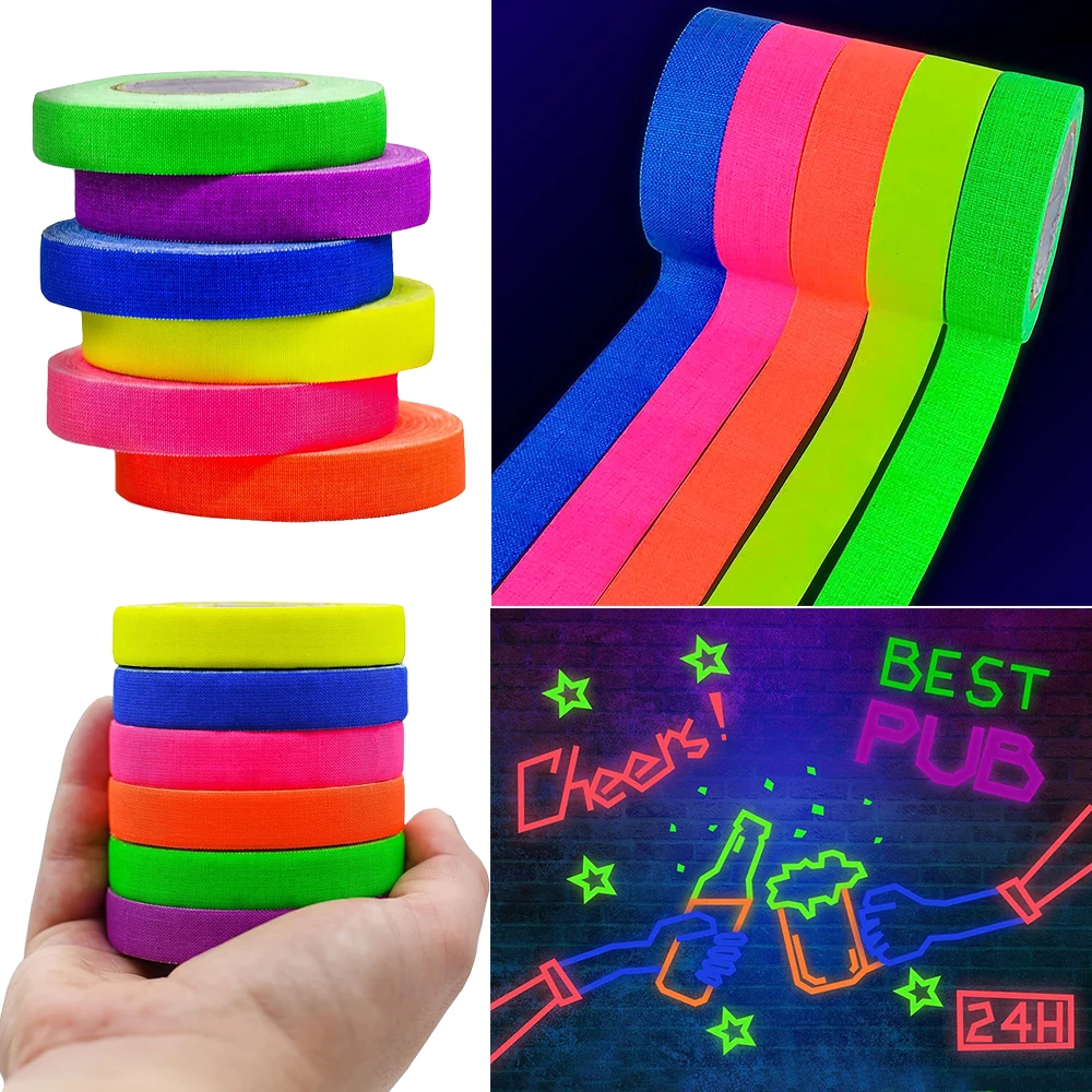 Grow Tape UV Tape Blacklight Reactive Fluorescent Cloth Tape UV Neon Balloons Garlands Neon Birthday Party New Year's Eve Suppli