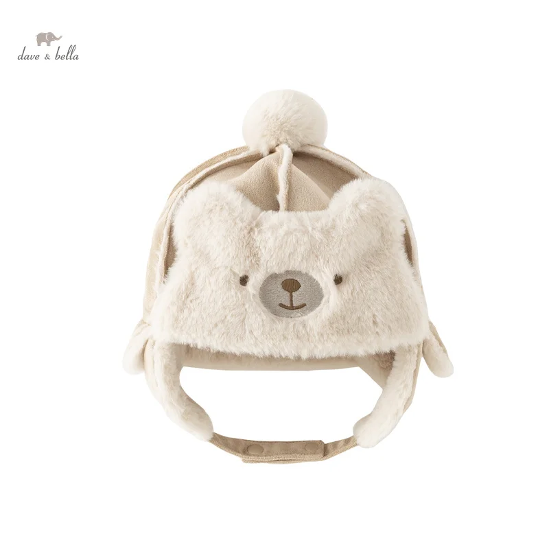 Dave Bella Baby Cute Bear Hat Boy Girls Winter Children Windproof Ear Protection Kids Light Khaki Warm Hats DB4238280