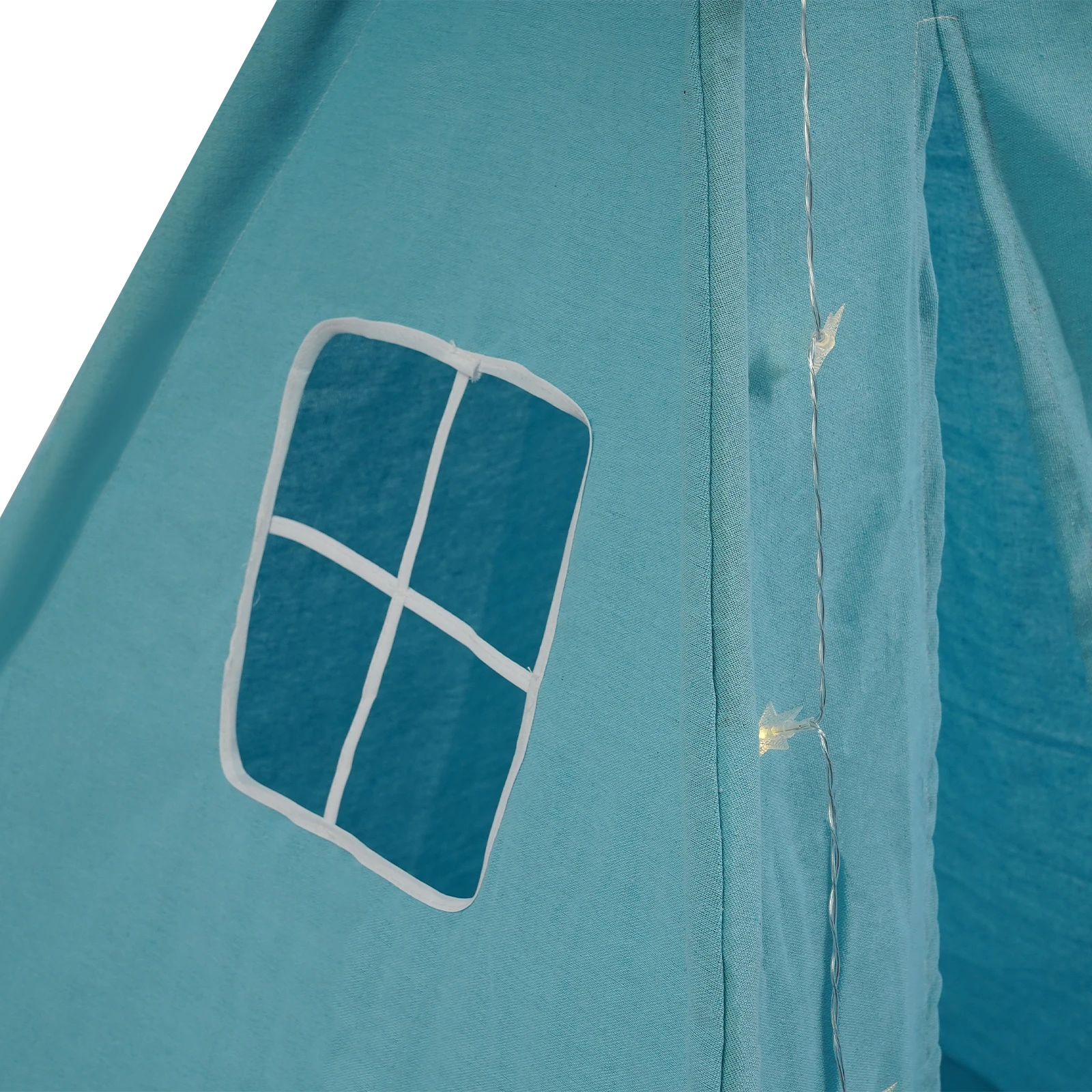Tipi-Zelt für Kinder – Spielzelt aus 100 % Baumwolle und Leinen mit gepolsterter Matte und Sternlichtern, faltbares Indoor-Spielzelt für Mädchen und Jungen – Detail 26