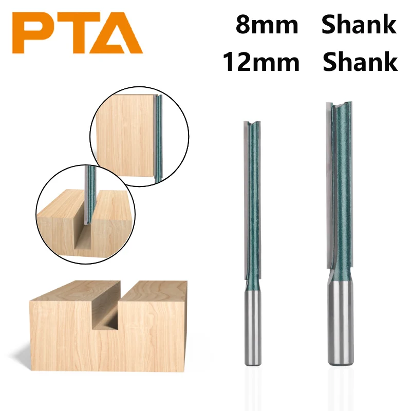 PTA 8MM 12MM Shank Straight Bit Router Bit Woodworking Milling Cutter For Wood Bit Face Mill Carbide Cutter End Mill