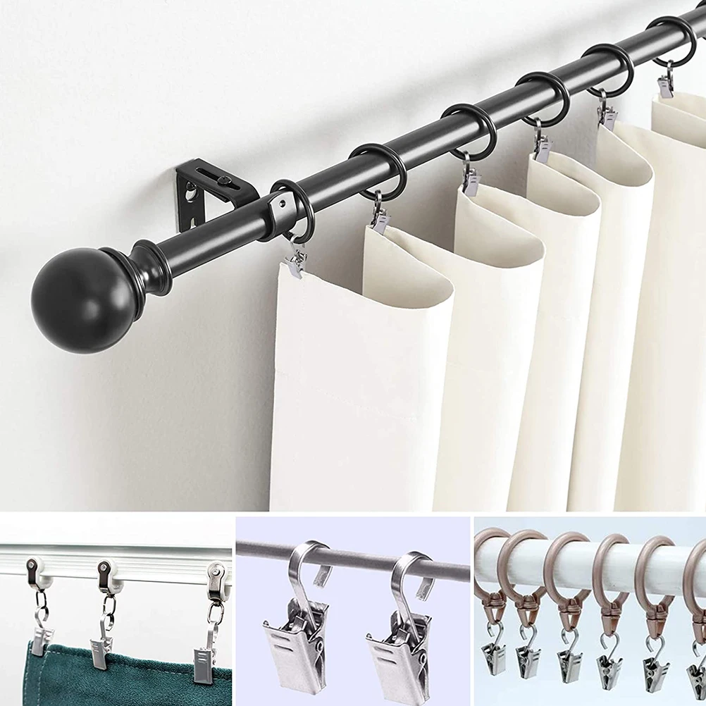 

100pcs Stainless Steel Curtain Clips With Hooks Hanger For Shower Curtains Non-Slip Multipurpose Hanging Decorations