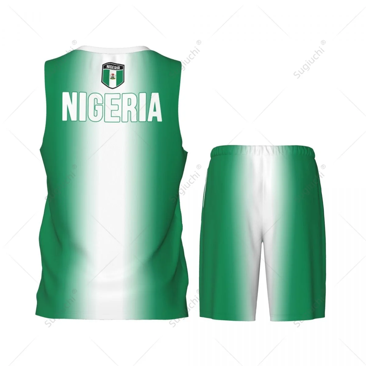 Obrázek 4: Muži nigérie standarta basketbal sada pletivo košile & kalhot bez rukávů exkluzivní team-up nestandartní jméno nunber unisex