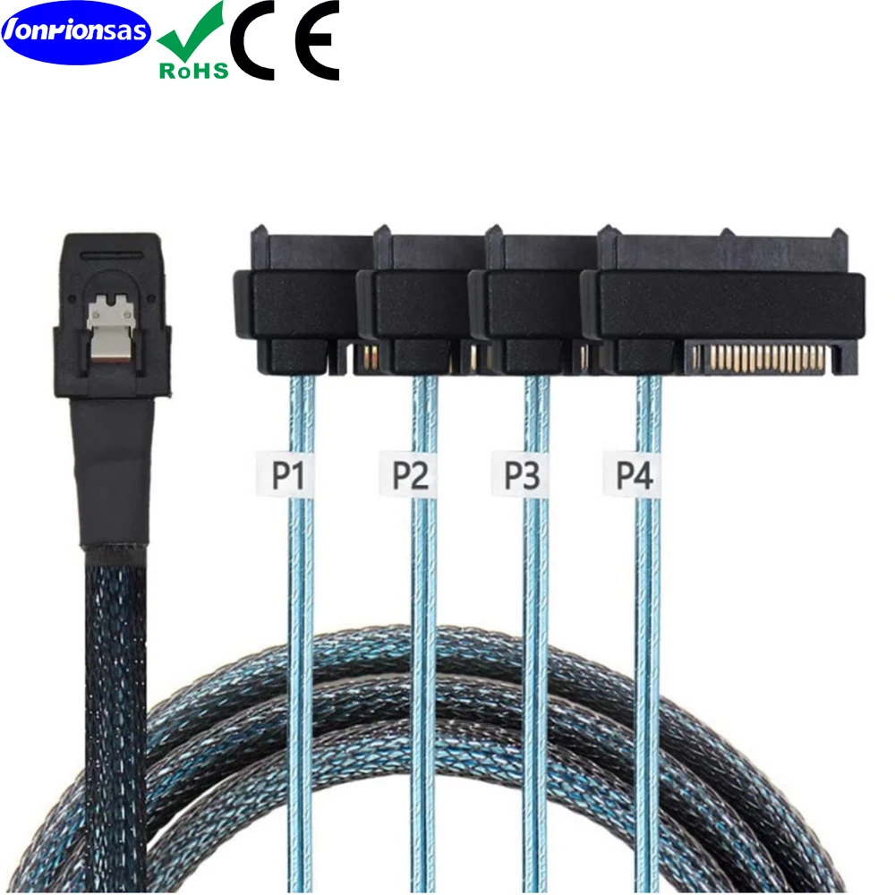 

LONRIONSAS#Internal Mini SAS 36pin SFF8087 to 4X29pin SAS SFF8482 2 in 1 cable with SATA power