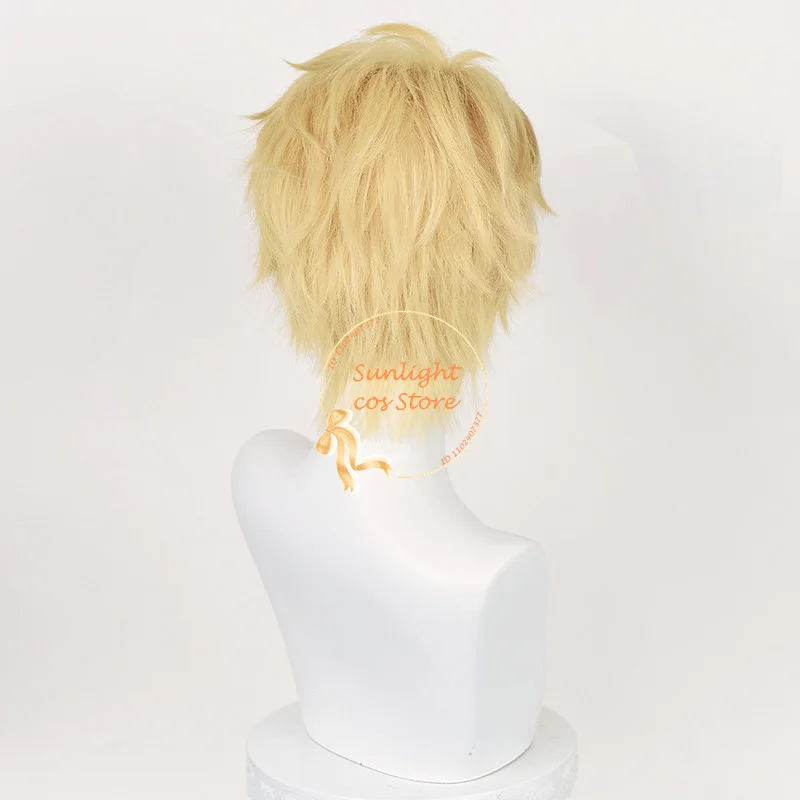 Parrucche Forger Anime loide di alta qualità Cosplay 30cm parrucca corta da uomo gialla dorata resistente al calore capelli sintetici + cappuccio parrucca