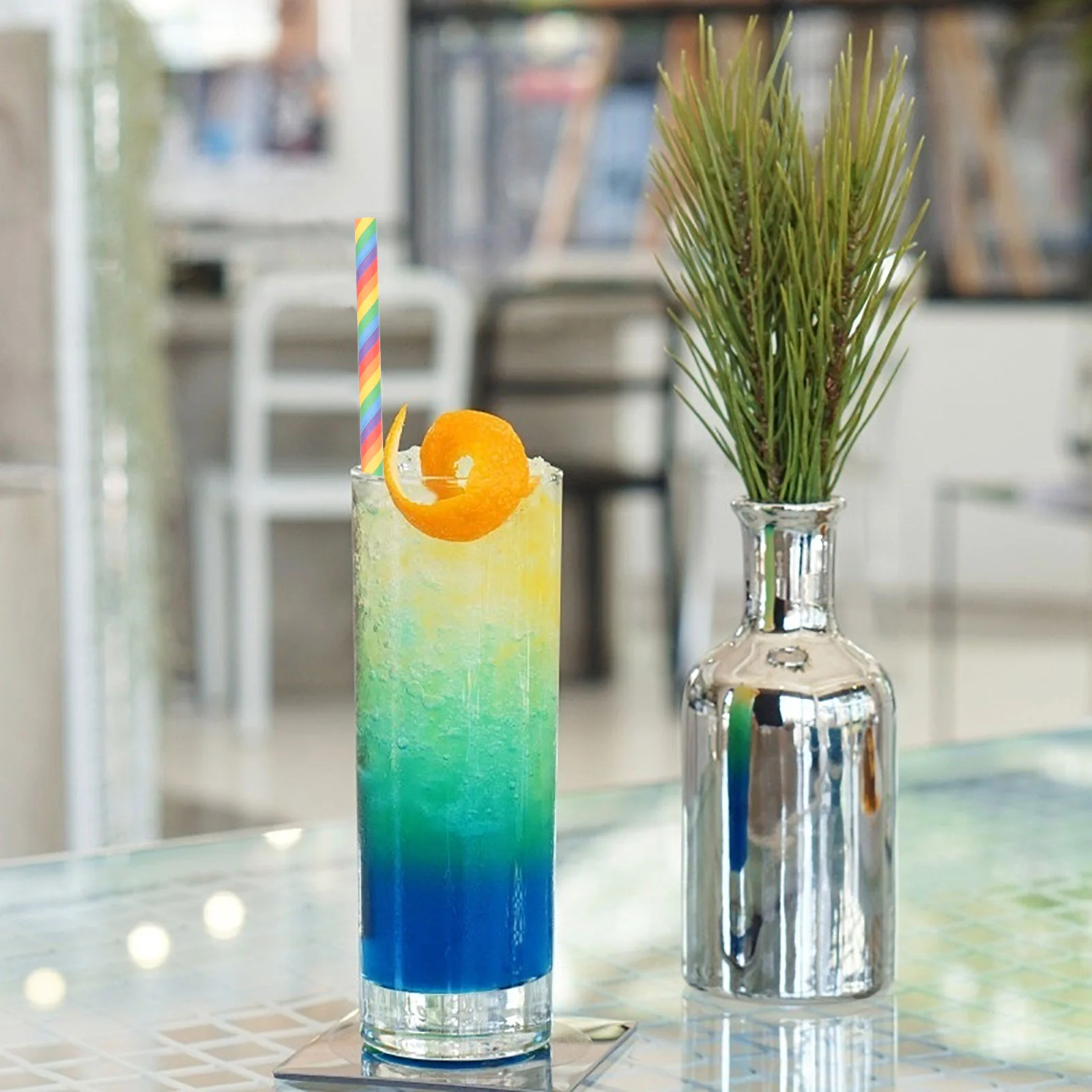 200 Pcs Shot Straw Disposable Straws Decorative Drinking Degradable Paper Rainbow Colorful