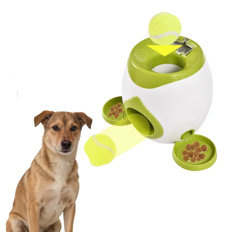 

Dog Tennis Ball Food Dispenser Interactive Training Toy Treat Reward Launcher IQ Stimulation Slow Feeder Bite Resistant
