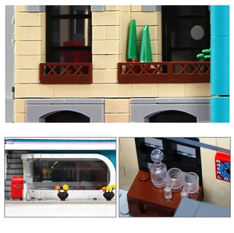 MINISO Disney 2488PCS Downtown Diner Building Blocks Bricks Compatible 10260 15037 Education Kids Christmas Birthday Gifts Toy