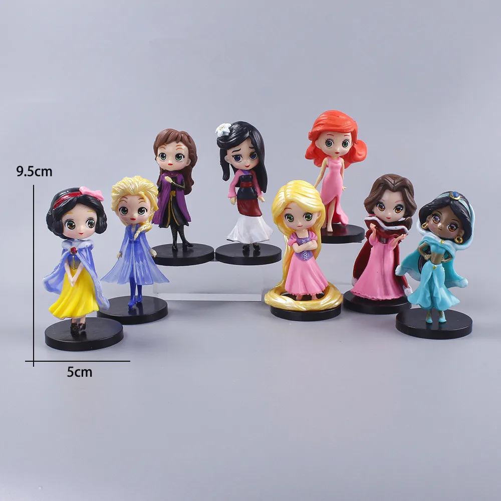 

[Забавный] 8 шт./лот, аниме Диснея, Эльза Мулан, Белоснежка, русалка, фигурка, коллекция статуй, модель, украшение для дома, подарок для девочек и детей